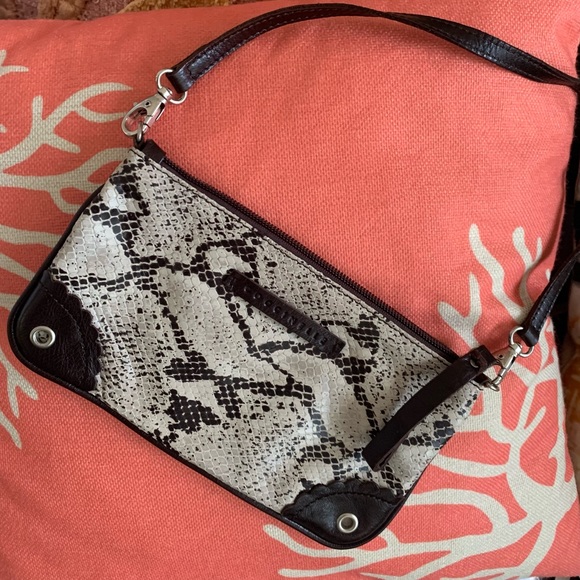 Coccinelle zippered soft clutch with python embossed leather, detachable strap, - Picture 6 of 7